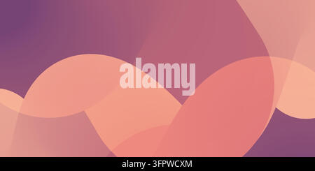 Abstract illustration featuring smooth overlapping organic curves in a gradient palette of orange, peach, purple, and pink. The soft flowing shapes cr Stock Vector