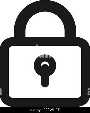Padlock line icon in thin outline style with editable stroke. Simple vector illustration isolated on white background. Stock Vector