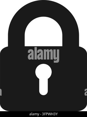Padlock icon in solid black flat style. Simple vector illustration isolated on white background. Stock Vector