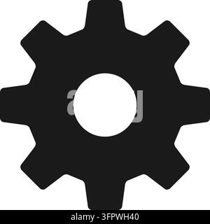 Gear icon in solid black flat style. Simple vector illustration isolated on white background. Stock Vector