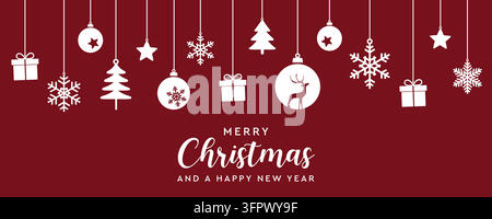 hanging christmas decoration snowflake gift fir tree ball vector illustration Stock Vector