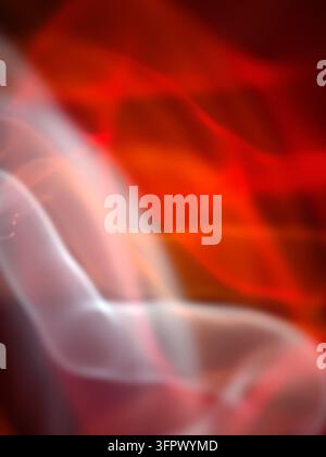 An abstract visual representation of pain and discomfort in a healthcare environment featuring glowing white and intense red light streaks creating a Stock Photo