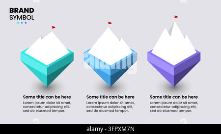 Infographic template with 3 options or steps. Mountains. Can be used for workflow layout, banner, diagram, webdesign. Vector illustration Stock Vector