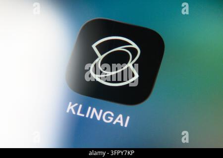 Paris, France - October 9, 2026 : Kling AI video generation application logo displayed on a smartphone screen. Stock Photo