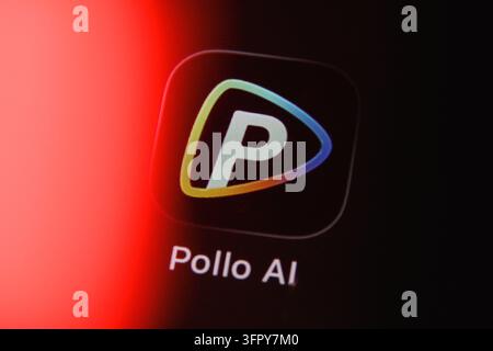 Paris, France - October 9, 2026 : Pollo AI video creation application logo displayed on a smartphone screen. Stock Photo