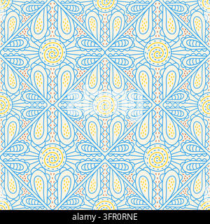 Amalfi style seamless pattern, premium amalficore majolica tile endless background. Retro square royal abstract print. Coastal stylized Italian maioli Stock Vector
