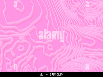 Abstract pink topographic contour line pattern, map texture background Stock Vector