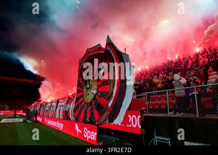 Bergen, Norway, 09 Oct 2026. Brann Bergen fans cheering their players ...