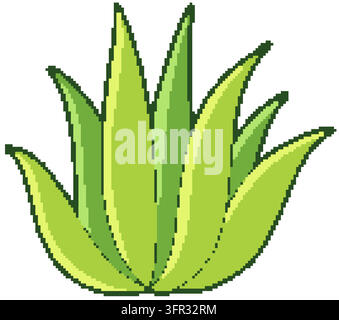 Hand drawn cartoon vector illustration of green aloe vera plant succulent on white background. Stock Vector