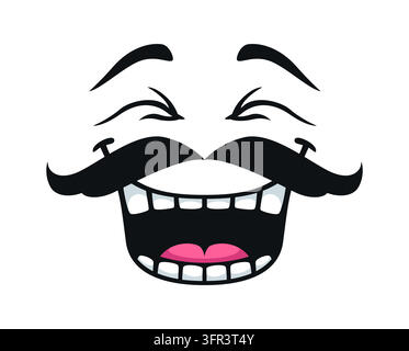 Cartoon face with mustaches and emotions Stock Vector