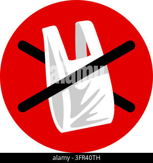 No to plastic bags program warning banner. Prohibited plastic bags - symbol isolated on white background. Vector illustration Stock Vector