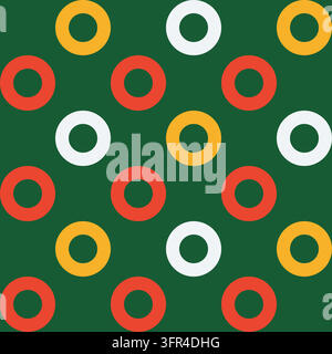 Seamless abstract geometric background with circles for Xmas, Christmas, and New Year. This colorful vector pattern features a modern circular grid an Stock Vector