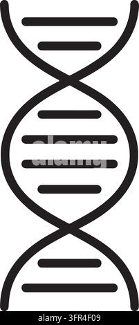A minimalist black outline icon illustrates the structure of a DNA double helix on a clean white background. Stock Vector