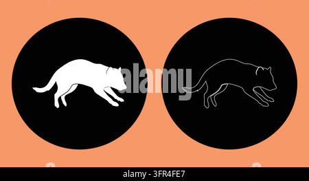 Set of dingo canine silhouette and line art emblems with wild dog Stock Vector