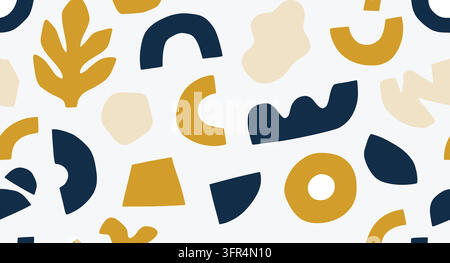 Abstract geometric shapes pattern background with cutout art Stock Vector