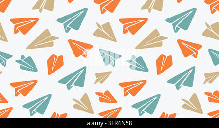 Vector pattern design of colorful paper airplanes with airplane Stock Vector