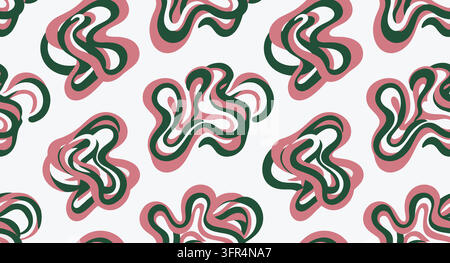 Abstract organic shapes in green and pink with shape Stock Vector