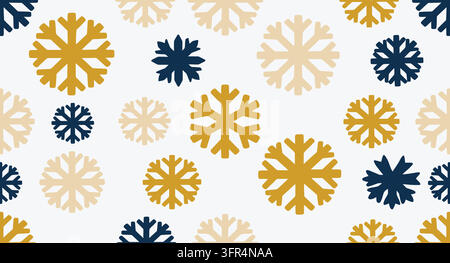 Seamless winter pattern featuring colorful snowflakes on a light background Stock Vector