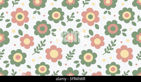 Seamless floral pattern with vintage style flowers and leaves Stock Vector