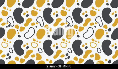 Abstract seamless pattern with organic shapes in yellow and dark gray colors Stock Vector