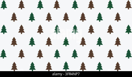 Evergreen tree forest pattern on a light background with pine woodland Stock Vector