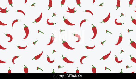 Seamless red chili pepper pattern background with repeating of spicy Stock Vector