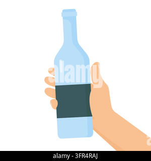 Hand Holding Glass Bottle Vector Illustration Stock Vector