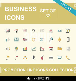 Comprehensive array of modern business and promotion flat design icons Stock Vector