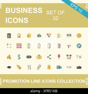 Diverse collection of business and corporate promotional flat vector icons Stock Vector