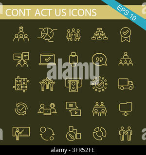 Professional contact us line icons for organizational management and business Stock Vector