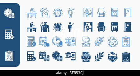 Collection of lifestyle and daily schedule flat line icons Stock Vector