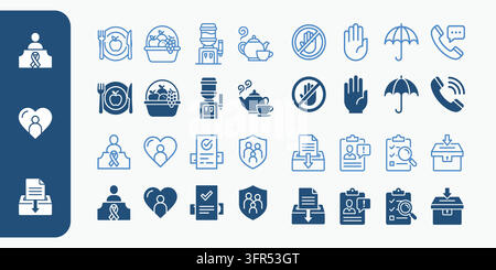 Business management and service sector flat icons in blue and white Stock Vector