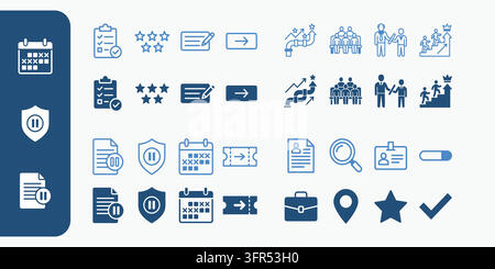 Corporate project management and human resources activity icon set with business Stock Vector