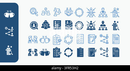 Business management and team collaboration icon collection for professional Stock Vector