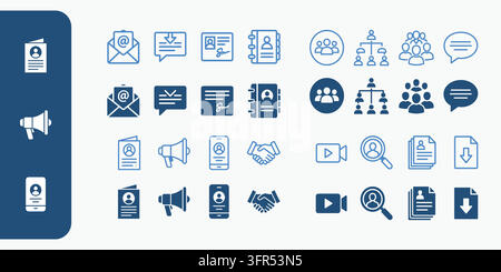 Business management and corporate communication icon collection Stock Vector