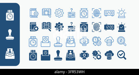 Workflow process and time management business icons set for professional Stock Vector