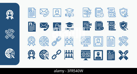 Human resources and business recruitment icons set on white background Stock Vector