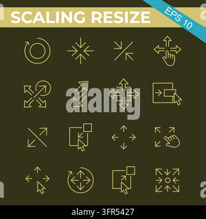 Diverse set of scaling and image resizing interface symbols Stock Vector