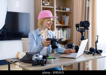 Content Creator Working With Camera Stock Photo