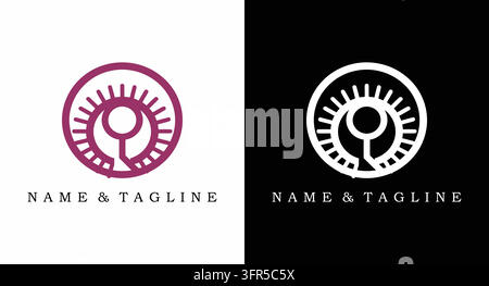 Circular sunburst or eye logo design with radiating lines Stock Vector