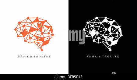 Abstract geometric brain logo design representing artificial intelligence Stock Vector