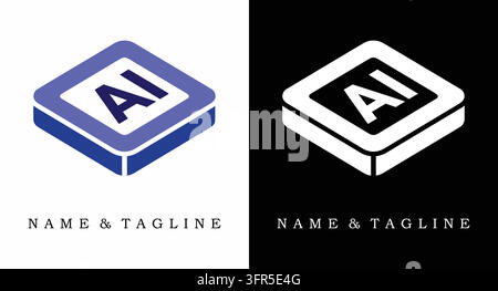Isometric AI cube emblem for artificial intelligence and machine learning Stock Vector