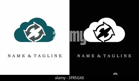 Cloud synchronization logo for circular data movement Stock Vector