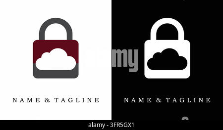 Cloud lock security logo for digital data protection systems Stock Vector