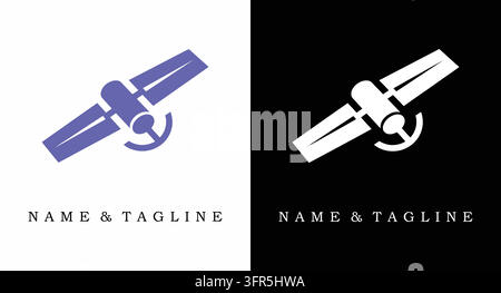 Abstract satellite broadcasting icon for space technology branding Stock Vector
