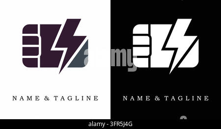 Abstract logo design featuring a stylized electrical charging chip Stock Vector