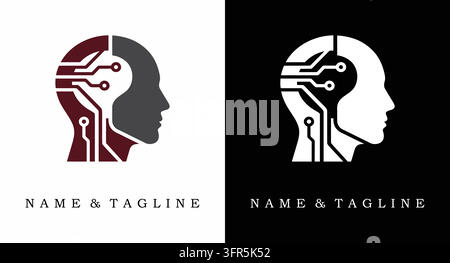 Artificial intelligence brain logo template technology head Stock Vector
