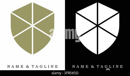 Minimalist shield emblem logo for security concepts with web element Stock Vector