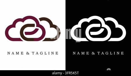 Cloud data network logo template abstract technology symbol with connection Stock Vector