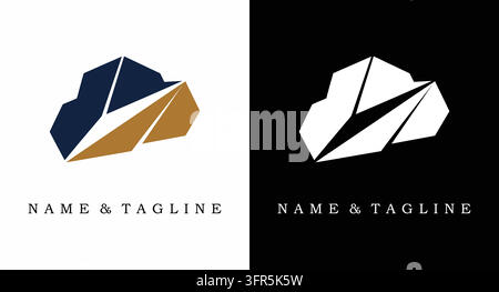 Abstract geometric cloud computing logo sign emblem Stock Vector